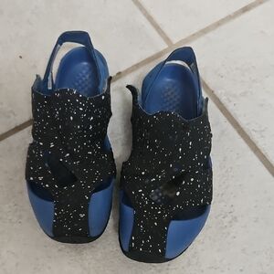 Jordan Elegant Black and Blue Boy's Youth Sandals